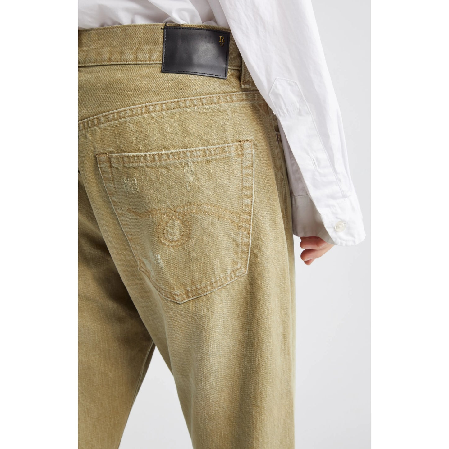 R13 Boyfriend Jeans in Moss Green, size 29