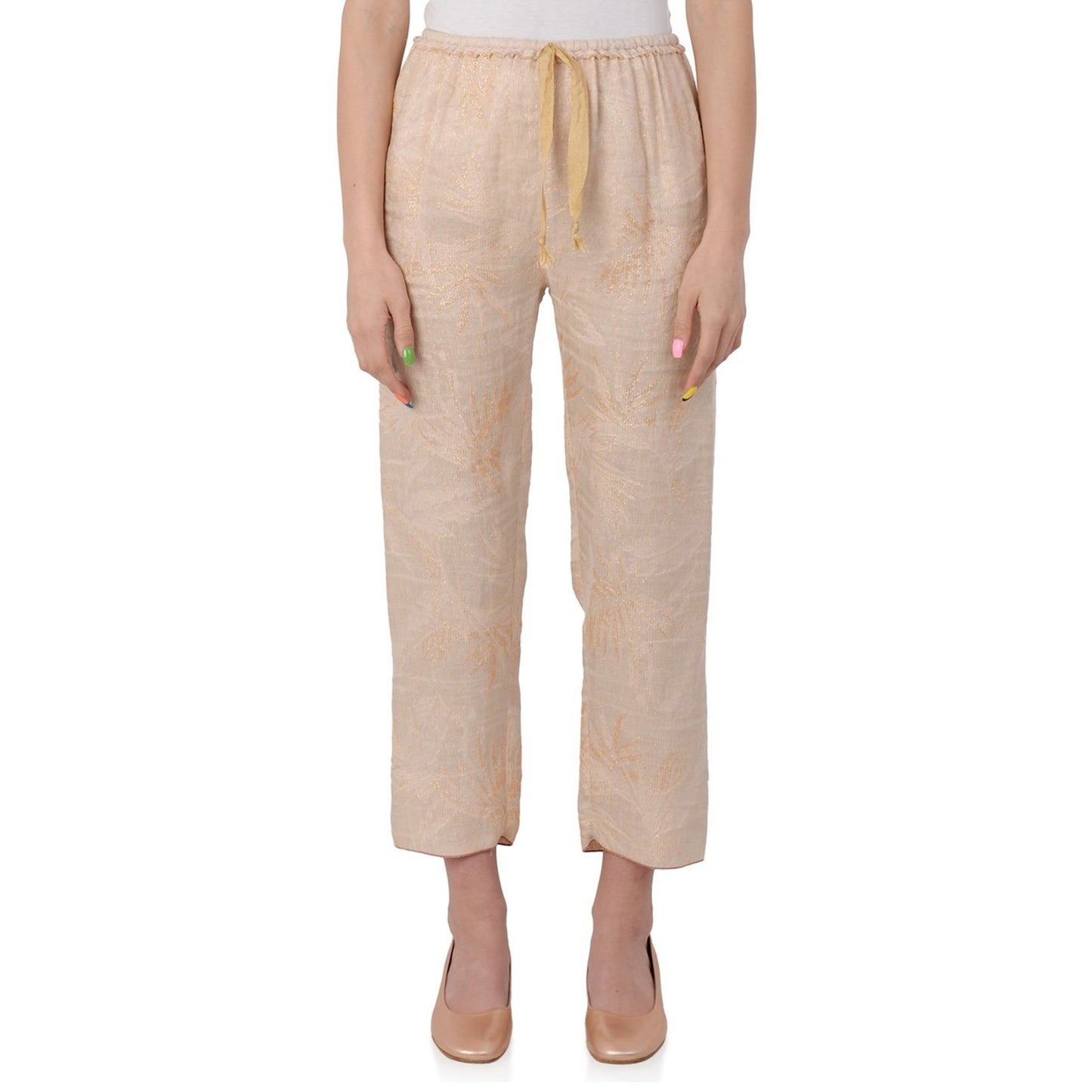 Forte_Forte Metallic Linen Pants in Pale Pink, size "0" (XS)
