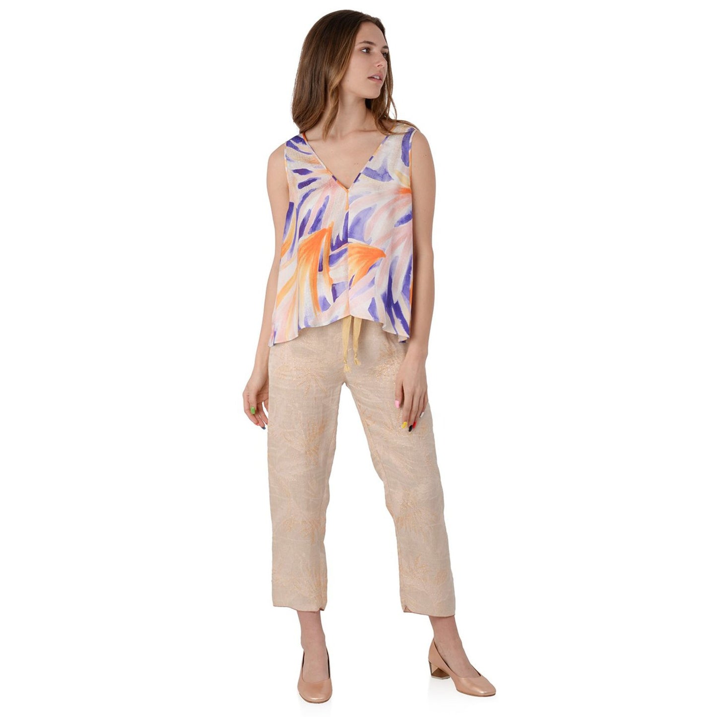 Forte_Forte Metallic Linen Pants in Pale Pink, size "0" (XS)