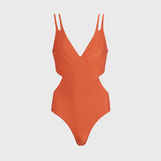 All Saints “Sayers” burnt orange Cutout one piece bathing suit, size medium