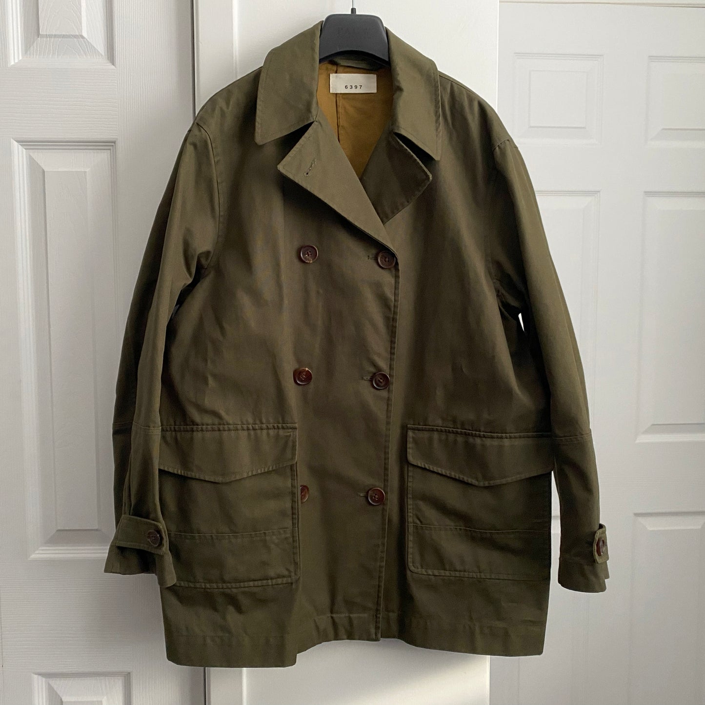 6397 Canvas Pea Coat in Army, size XS (fits oversize - like a Medium)