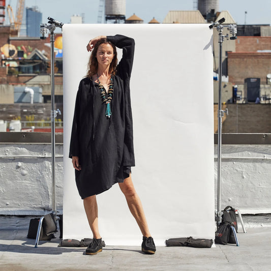 6397 Oversized Black Linen Dress, size Small (fits M-XL?)