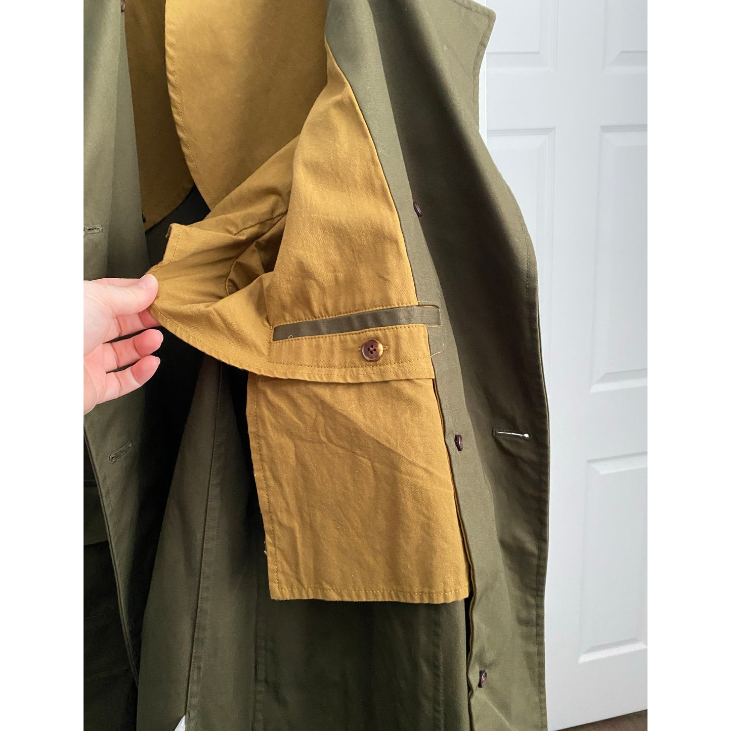 6397 Canvas Pea Coat in Army, size XS (fits oversize - like a Medium)