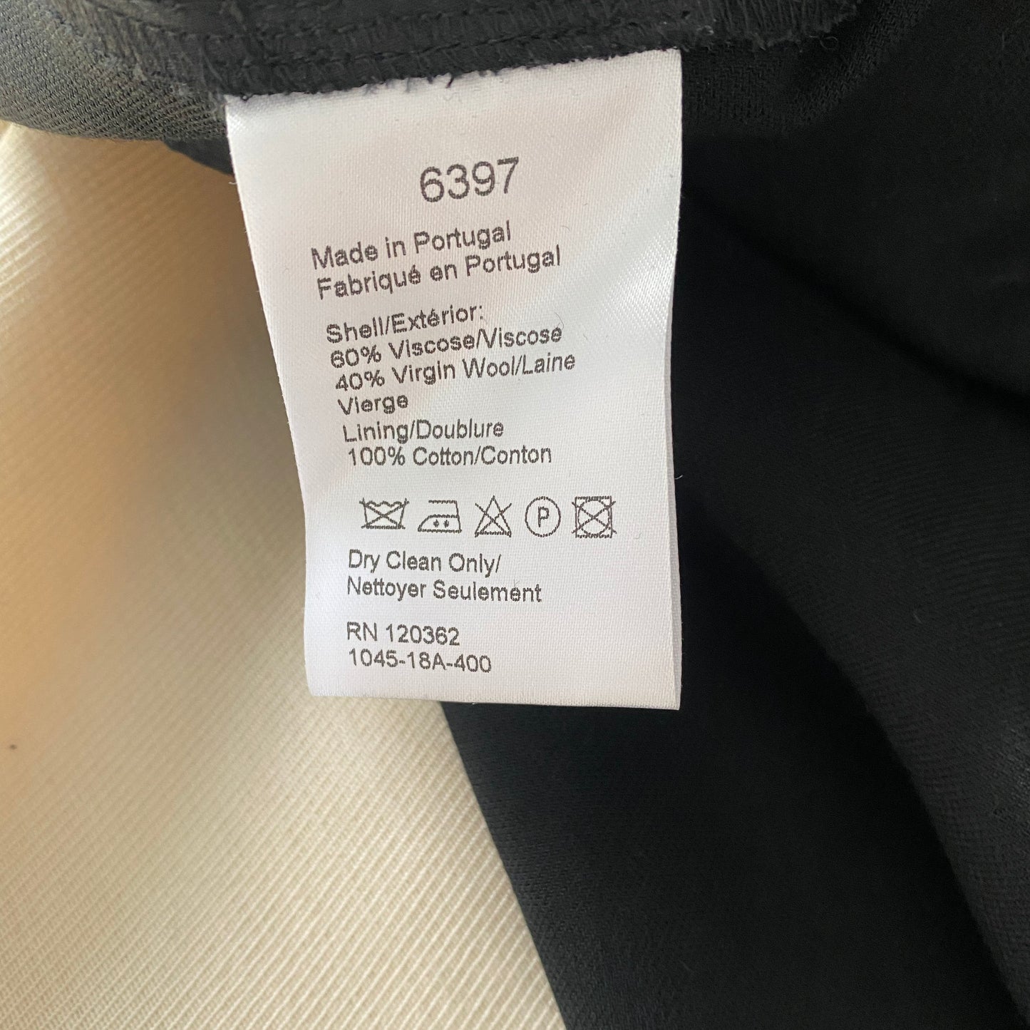 6397 Crepe Tuxedo Pants in Black, size Large