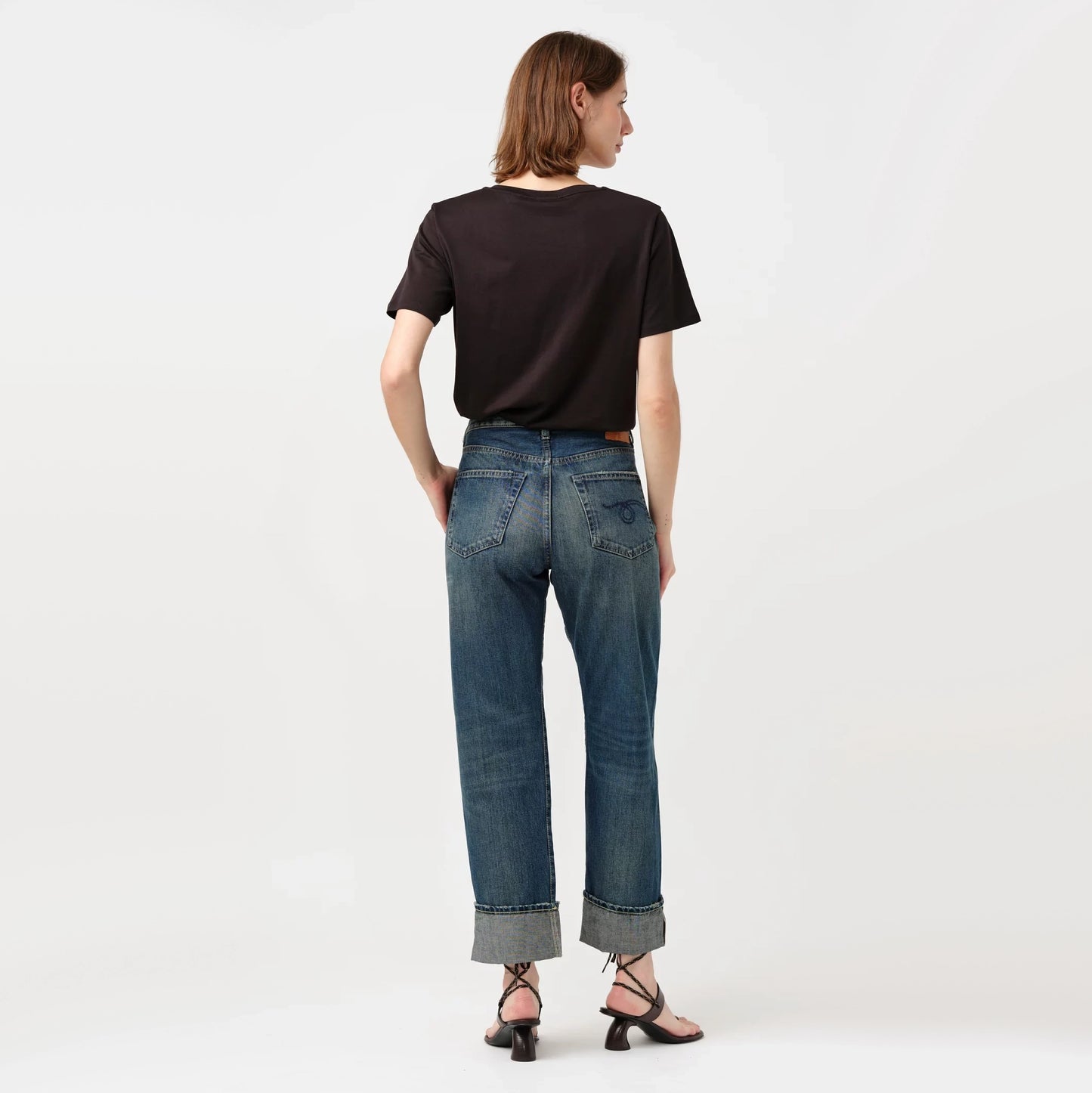 R13 *Limited Edition* Cuffed Boyfriend Jean in Adelaide Selvedge Blue, size 26