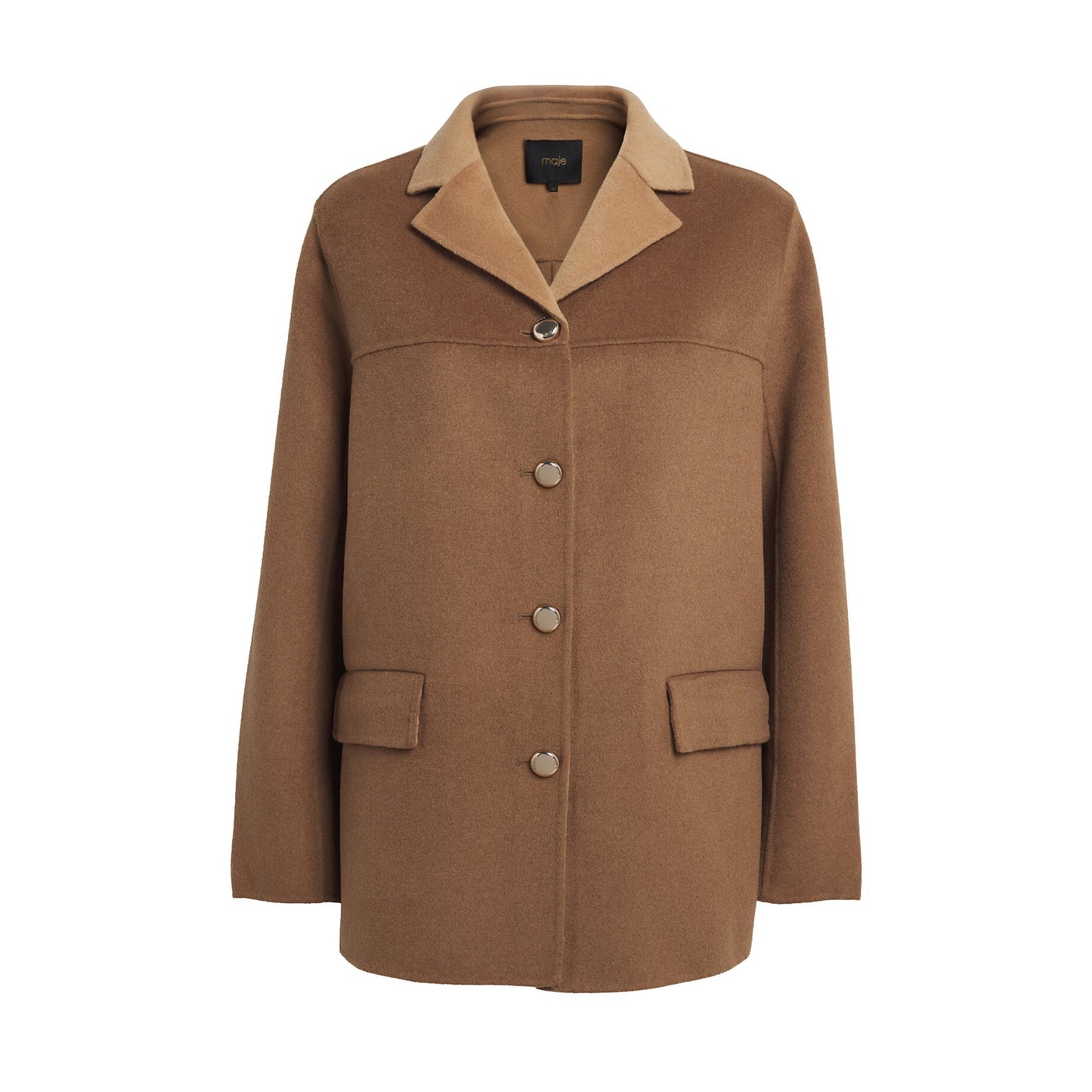 Maje Wool-Blend Double-Faced Coat in Camel, size 36 (size Small)