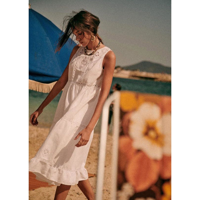 Sezane "Zarri" Dress in White, size 38 (fits XS/S)