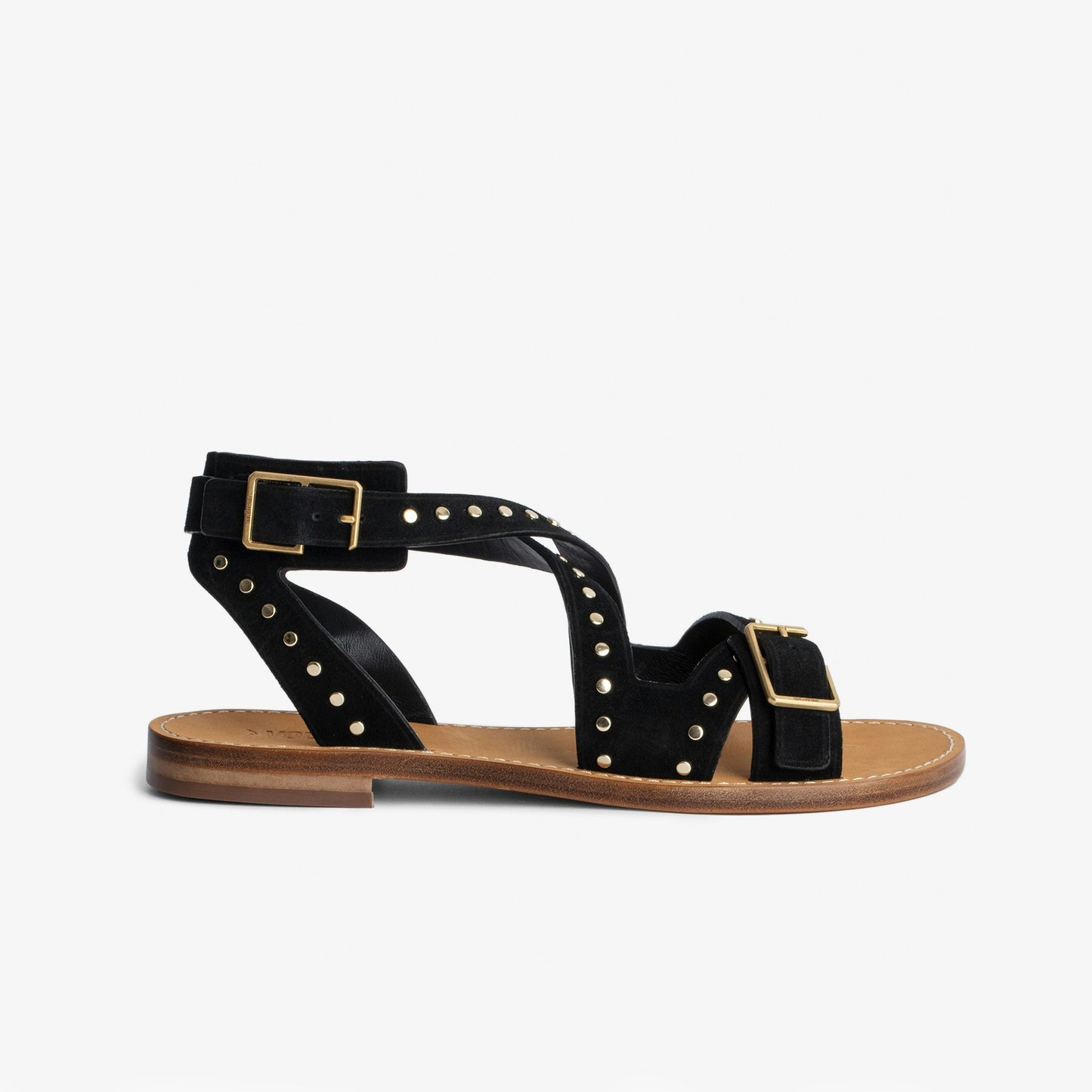 Zadig & Voltaire "Cecilia" Studded Flat Sandals, size 37