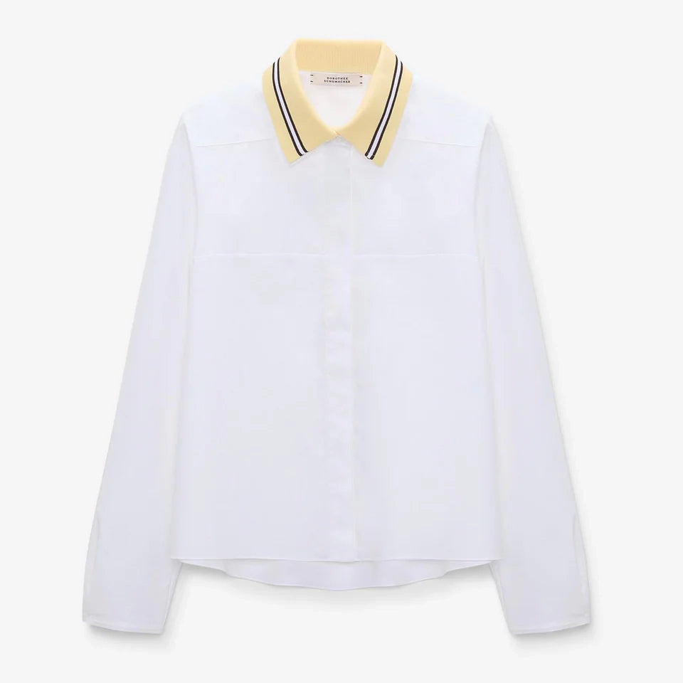 Dorothee Schumacher Poplin Shirt with Knit Collar, size "2" (Size Small)