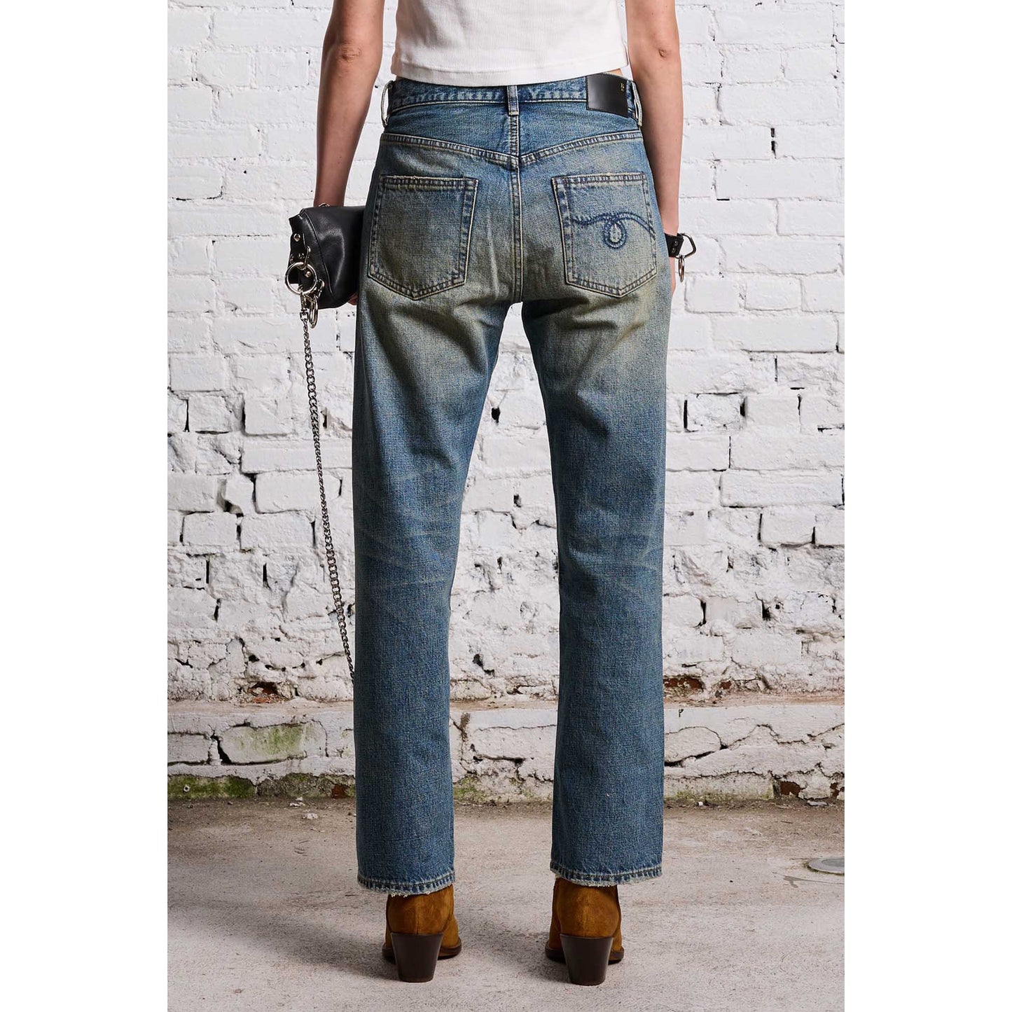 R13 Boyfriend Jeans in Clinton Blue, size 25 (fits like size 26)