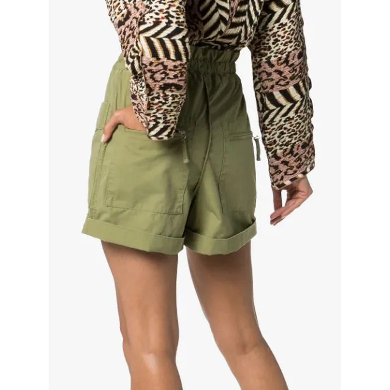 Isabel Marant Etoile "Lizy" Shorts in Khaki Green, size 44 (fits 10/12)