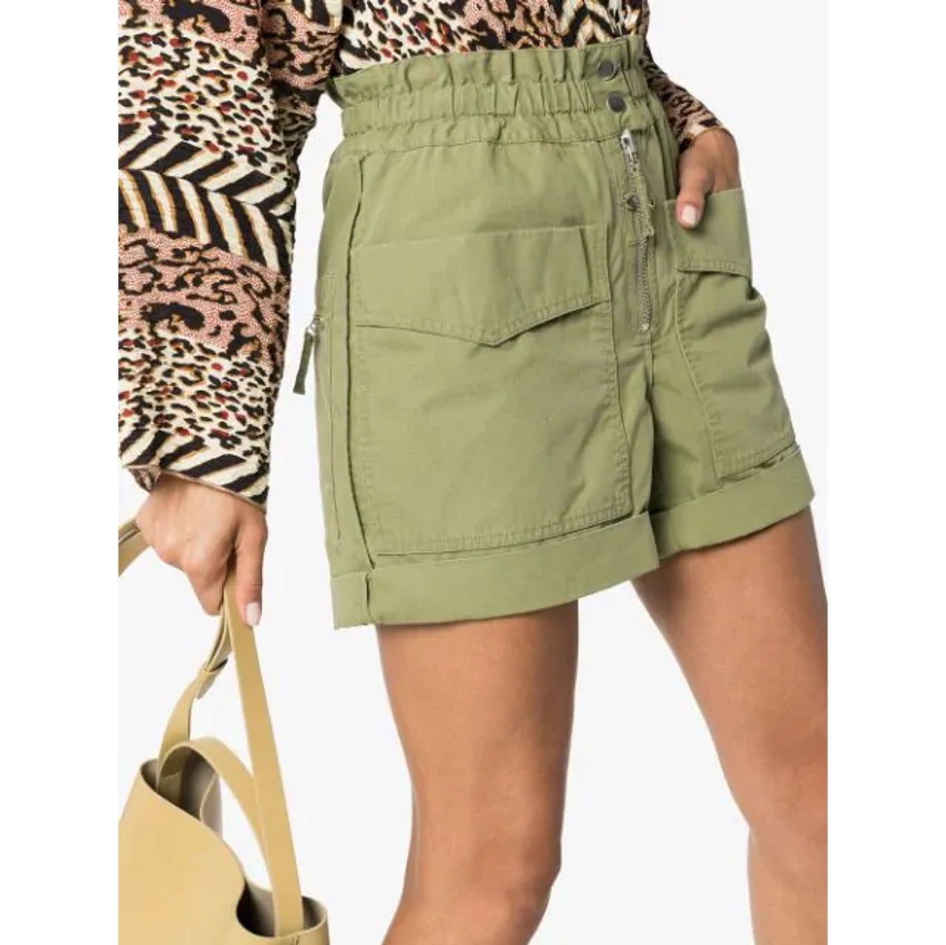 Isabel Marant Etoile "Lizy" Shorts in Khaki Green, size 44 (fits 10/12)