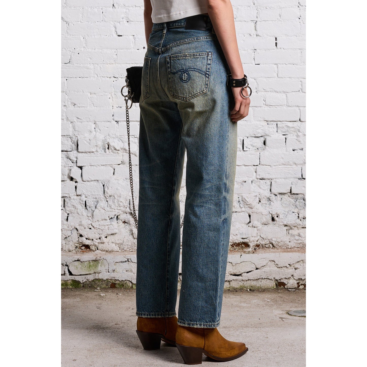 R13 Boyfriend Jeans in Clinton Blue, size 25 (fits like size 26)