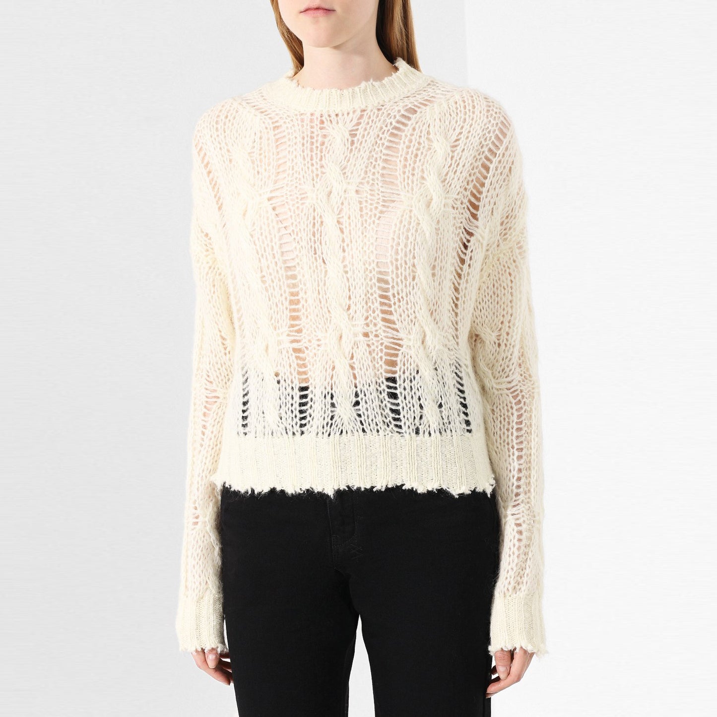 ACNE "Kella" Cable Knit Sweater in Ivory, size Small