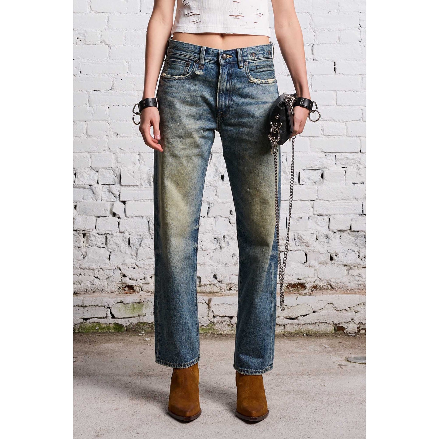 R13 Boyfriend Jeans in Clinton Blue, size 25 (fits like size 26)