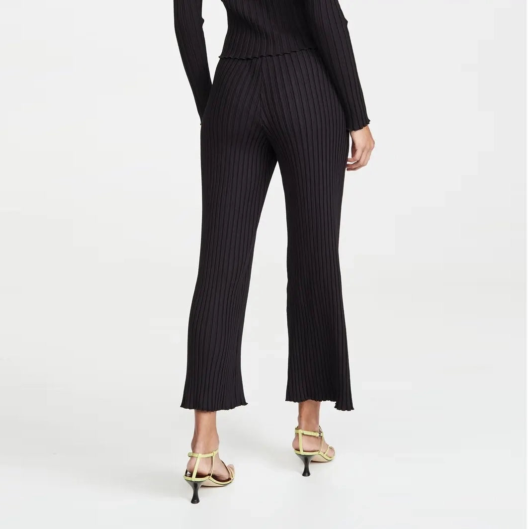 Simon Miller Ribbed Knit Crop Flare Pants in Black, size XS