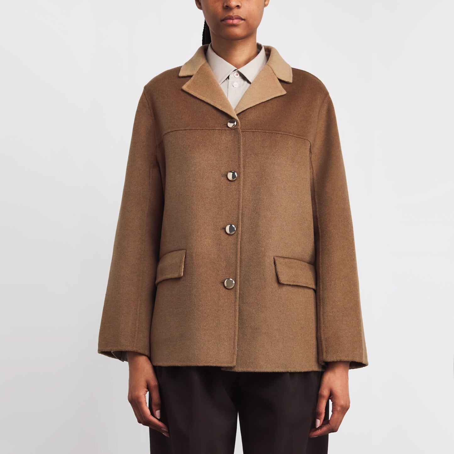 Maje Wool-Blend Double-Faced Coat in Camel, size 36 (size Small)