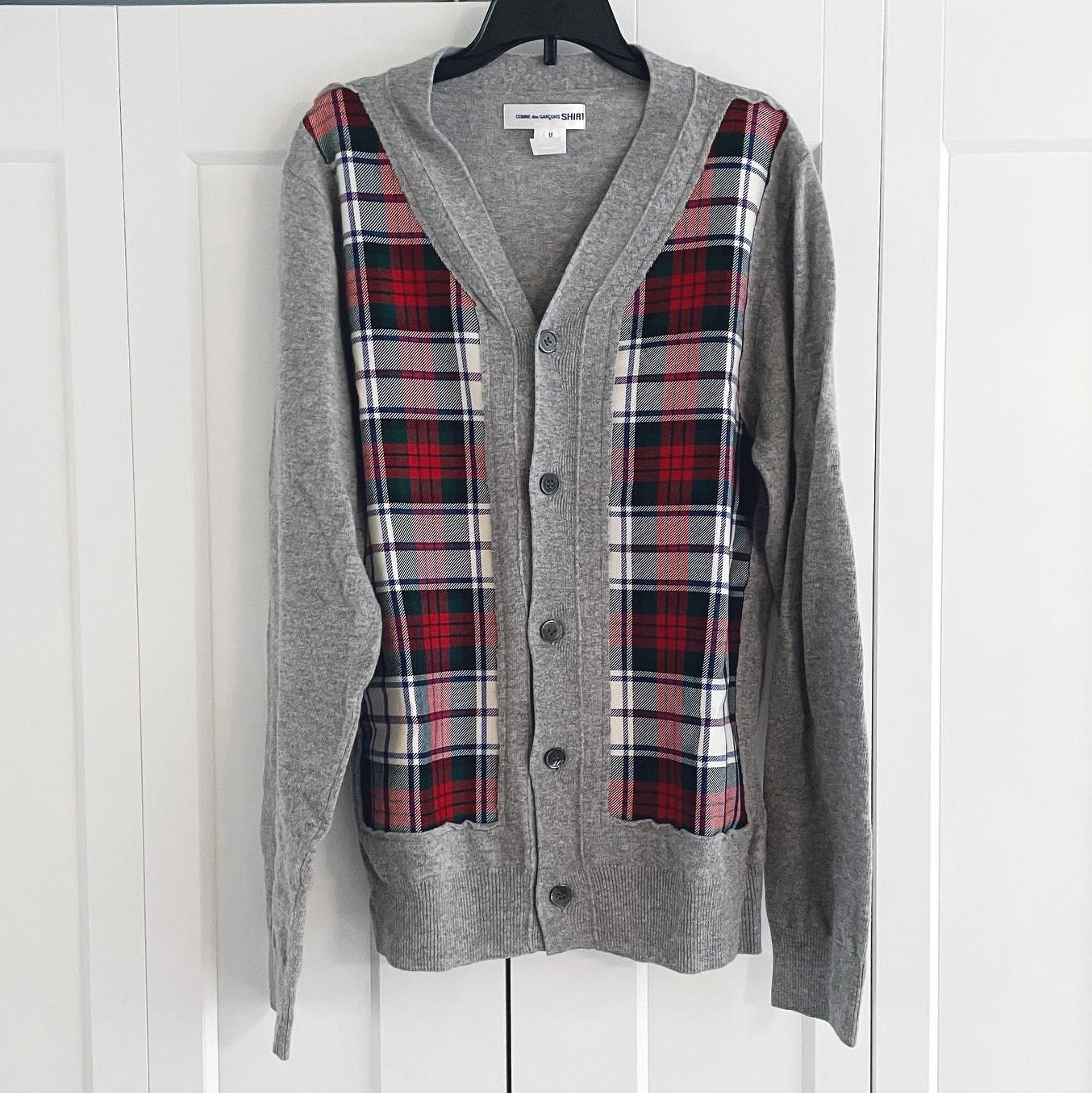 Comme des Garcons Shirt Cardigan à panneaux à carreaux, Taille Moyenne (**MENS** - s'adapte comme un m/l femme)