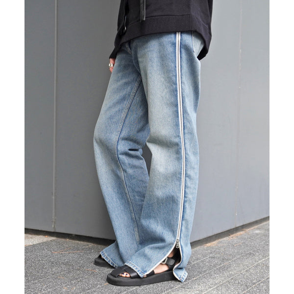 Gauchere Side Zip Jeans in Blue, size 40