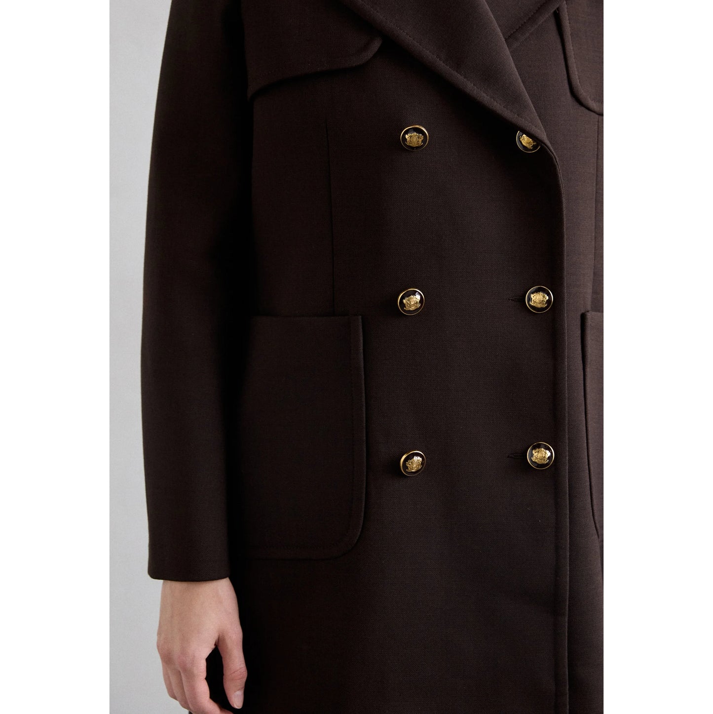 Sandro Double Breasted Coat in Brown, size 38