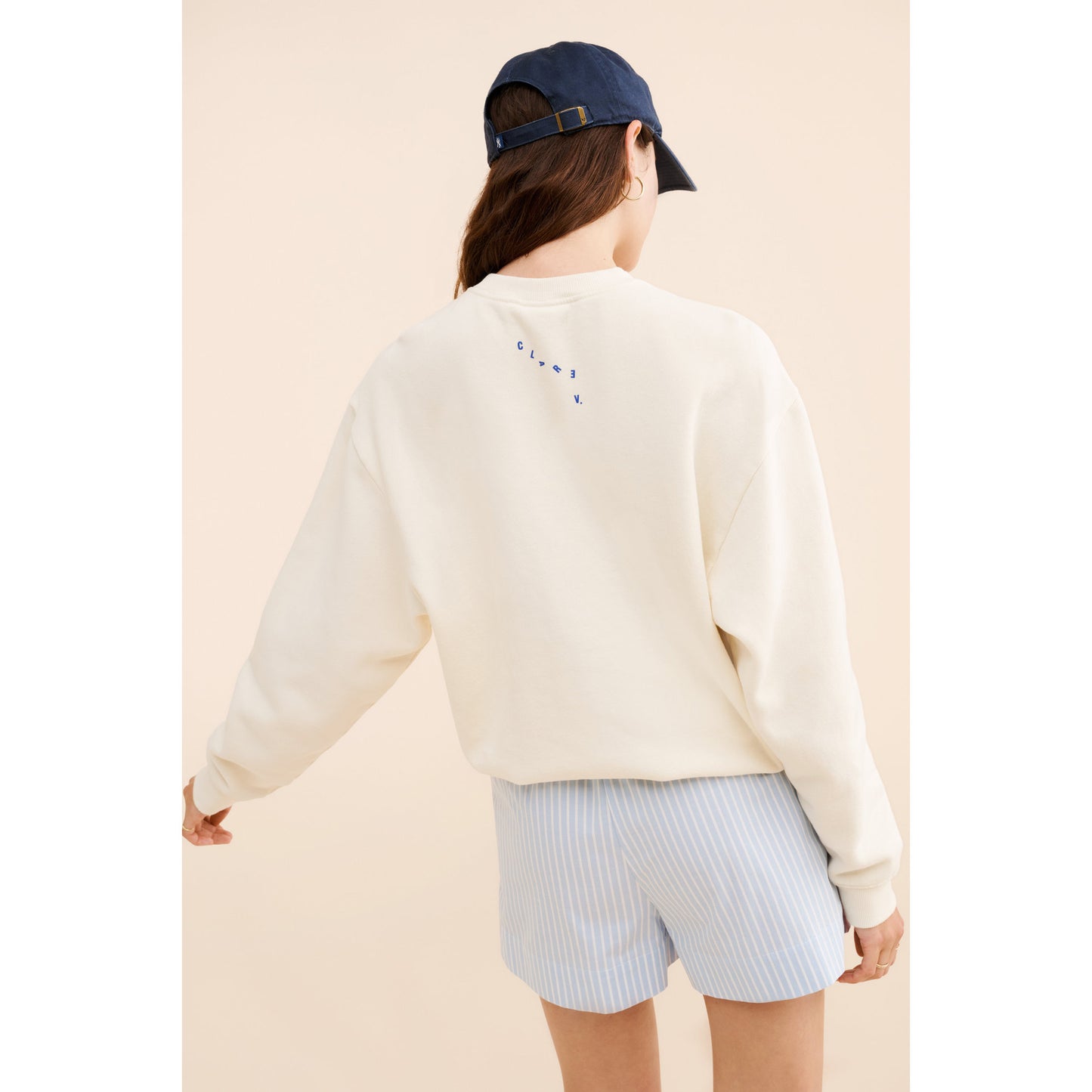 Clare V "Le Vibe" Oversized Sweatshirt in Ivory, size XS