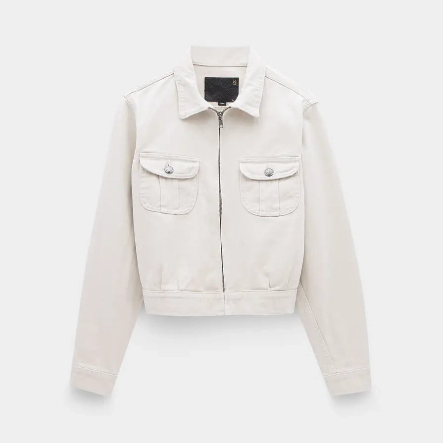 R13 Cropped Rider Jacket in Ivory Beefy Twill, size Medium (fits like a Small)