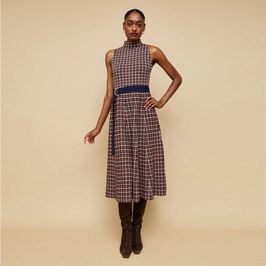 Cara Cara "Brice" Dress in Navy Check, size Small