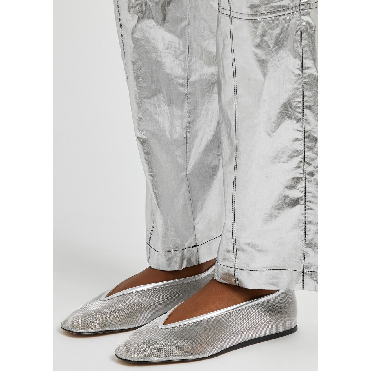 Le Monde Beryl "Luna" Slipper in Silver Mesh, size 39 (fits 8.5)