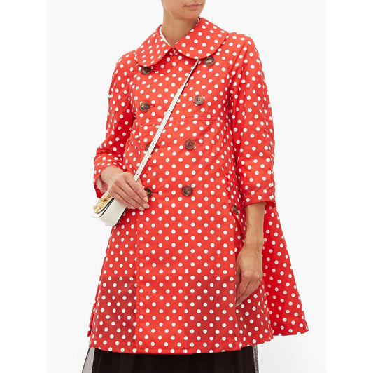 Comme Des Garcons Girl Red Polka Dot Nylon Trench, size Medium