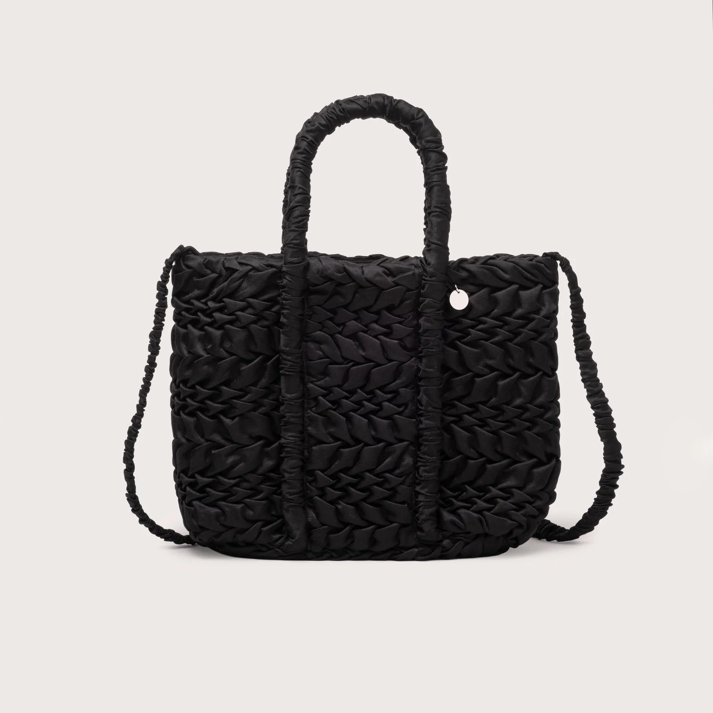 Merlette "Asha Mini" Gathered Silk/Cotton Bag in Black