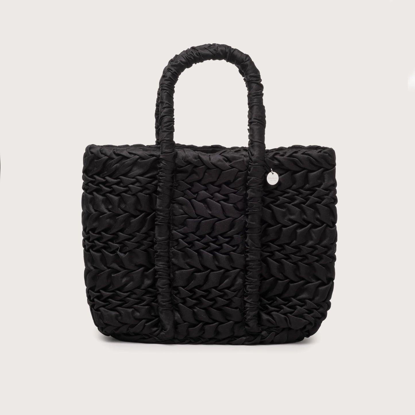 Merlette "Asha Mini" Gathered Silk/Cotton Bag in Black