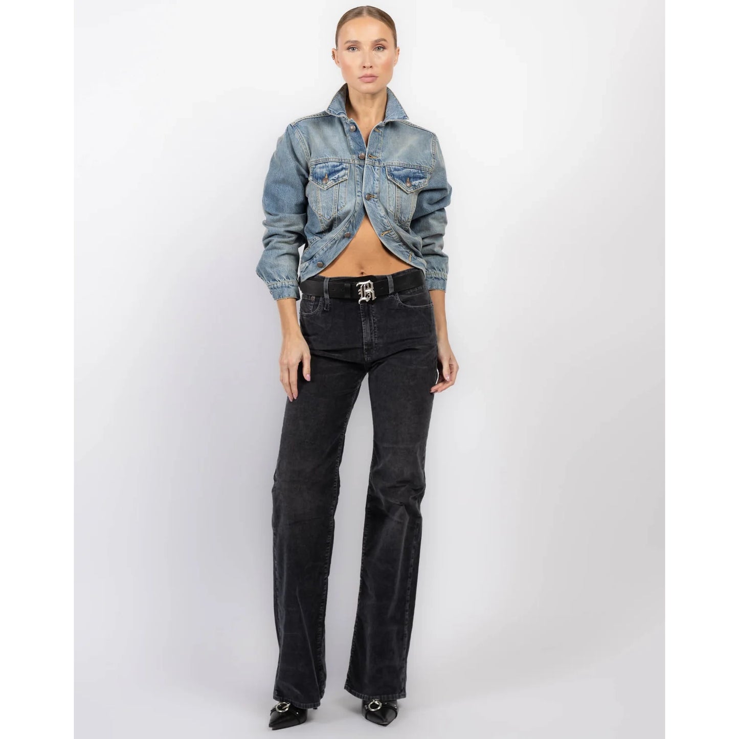 R13 Wrap Around Trucker Jacket in "Merrin Blue", size XS