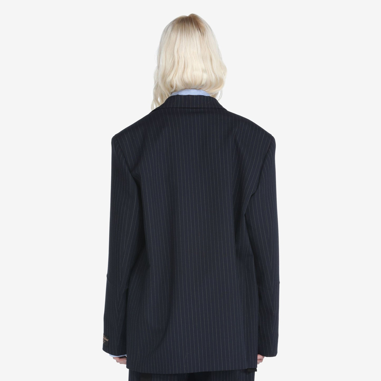 NumeroVentiuno Oversize Pinstripe Blazer in Navy, size 46IT (fits like size 12)