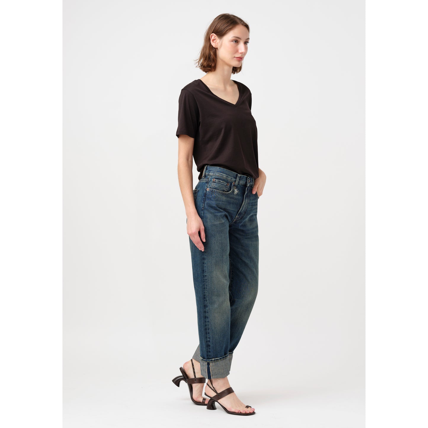 R13 *Limited Edition* Cuffed Boyfriend Jean in Adelaide Selvedge Blue, size 26