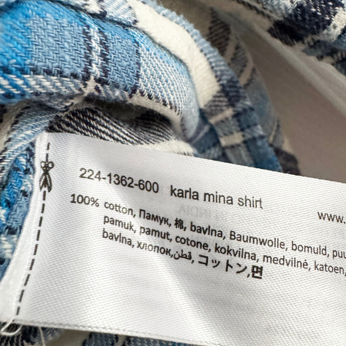 ** KIDS ** AO76 "Karla Mina" Blue Plaid Shirt, size 12 years