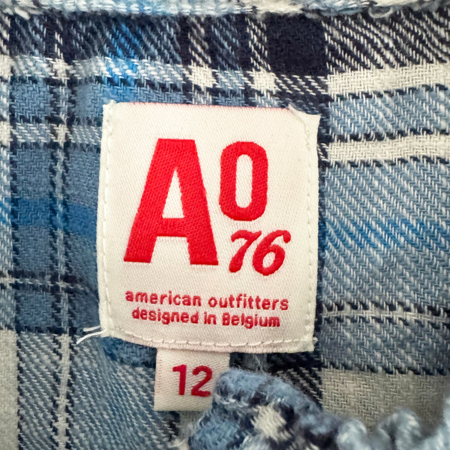** KIDS ** AO76 "Karla Mina" Blue Plaid Shirt, size 12 years