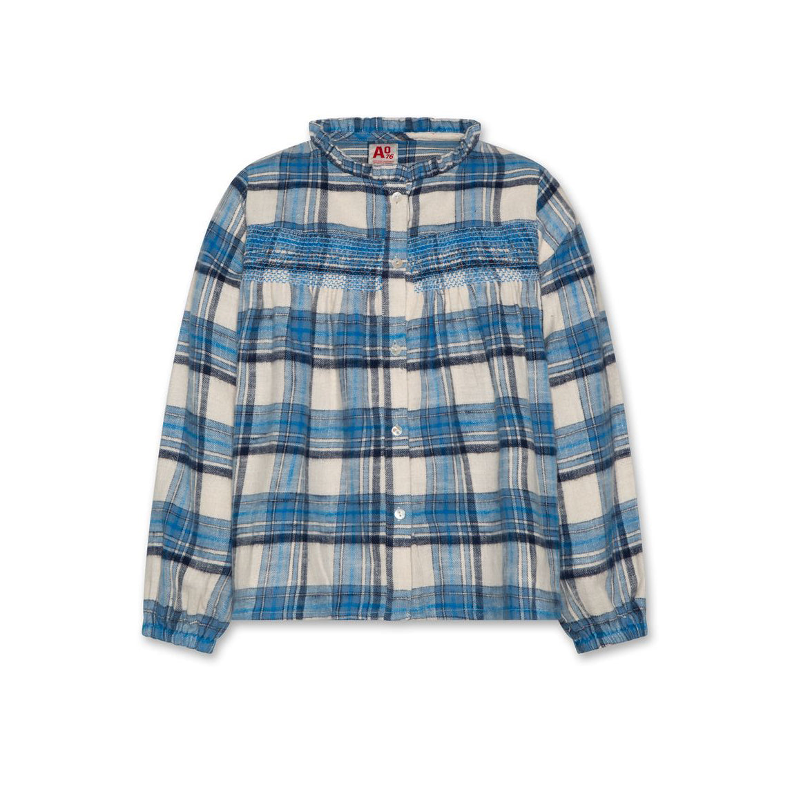 ** KIDS ** AO76 "Karla Mina" Blue Plaid Shirt, size 12 years