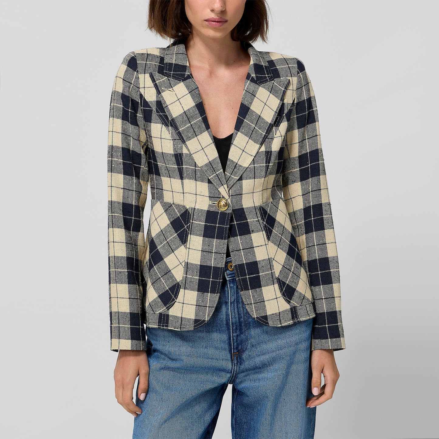 Smythe Patch Pocket Duchess Blazer in Navy/Cream, size 8 (fits 4/6)