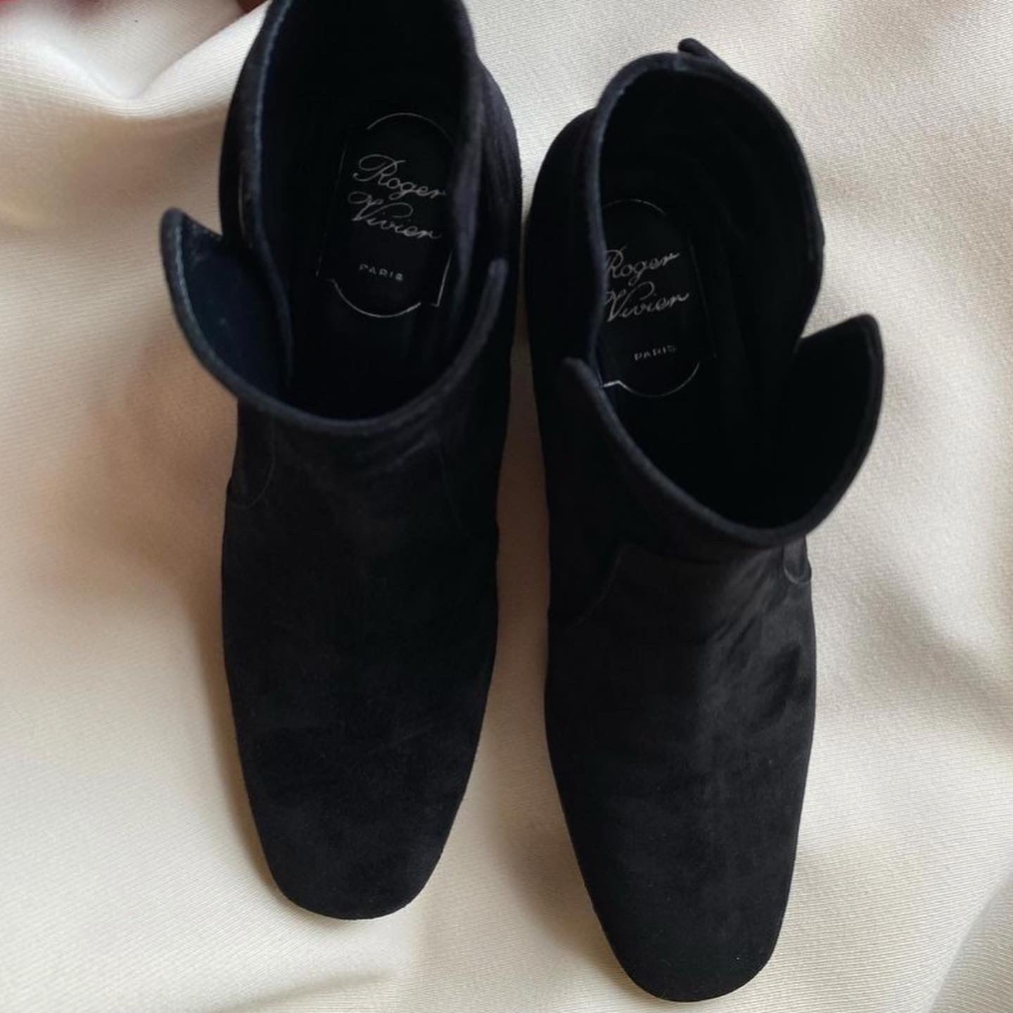 Roger Vivier black suede “Polly” boots, size 35.5. Fits like a 5.5