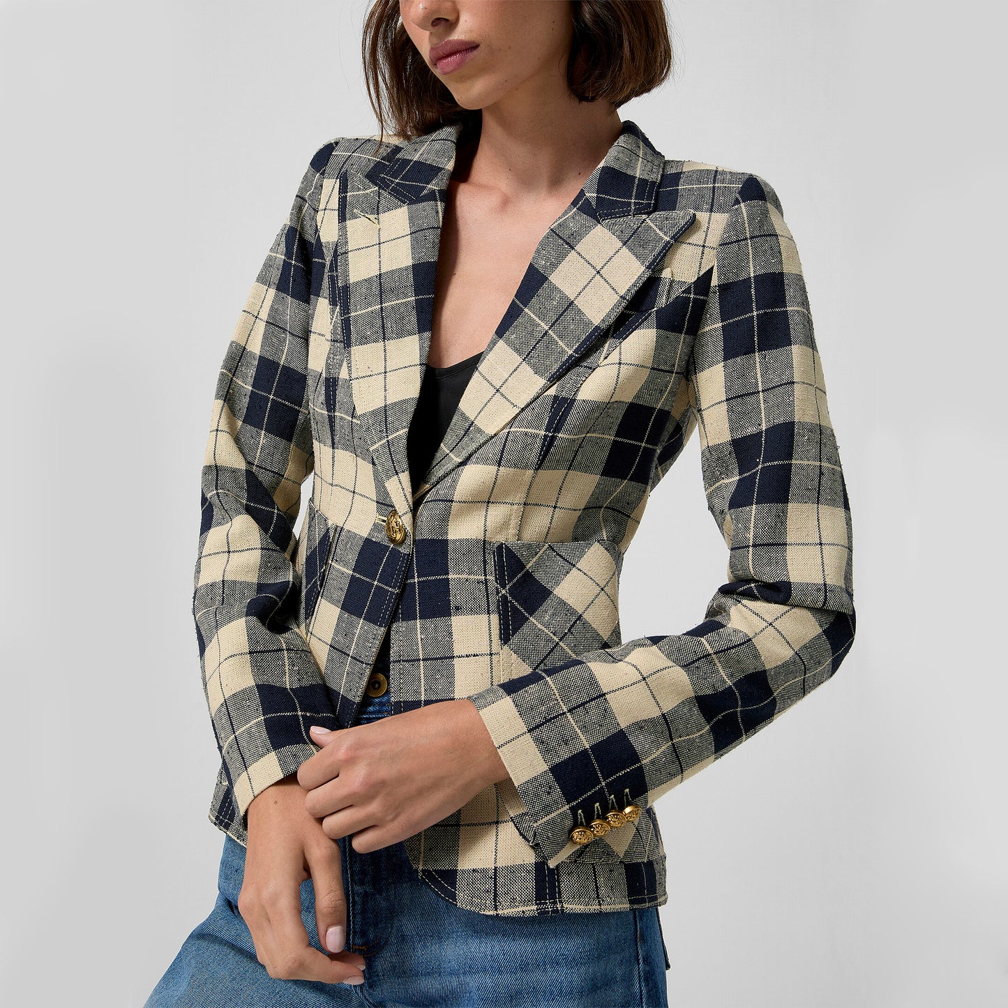 Smythe Patch Pocket Duchess Blazer in Navy/Cream, size 8 (fits 4/6)