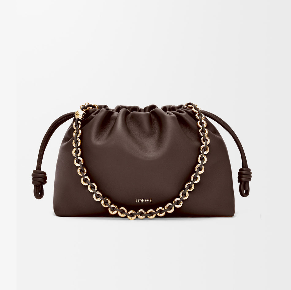Loewe Medium Flamenco Mellow Nappa Leather Purse in Chestnut Brown