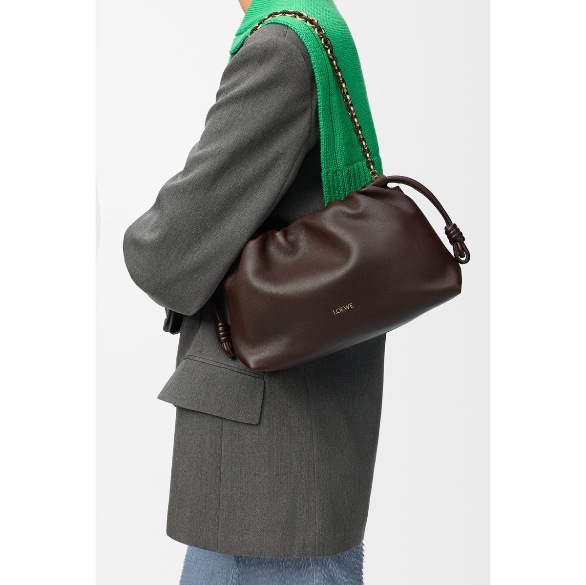 Loewe Medium Flamenco Mellow Nappa Leather Purse in Chestnut Brown