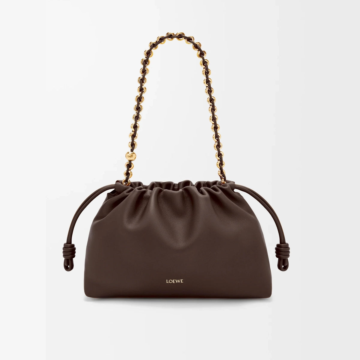 Loewe Medium Flamenco Mellow Nappa Leather Purse in Chestnut Brown