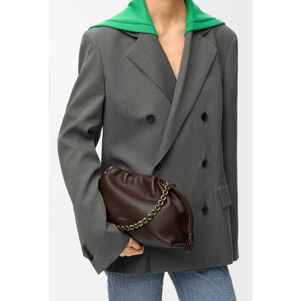 Loewe Medium Flamenco Mellow Nappa Leather Purse in Chestnut Brown