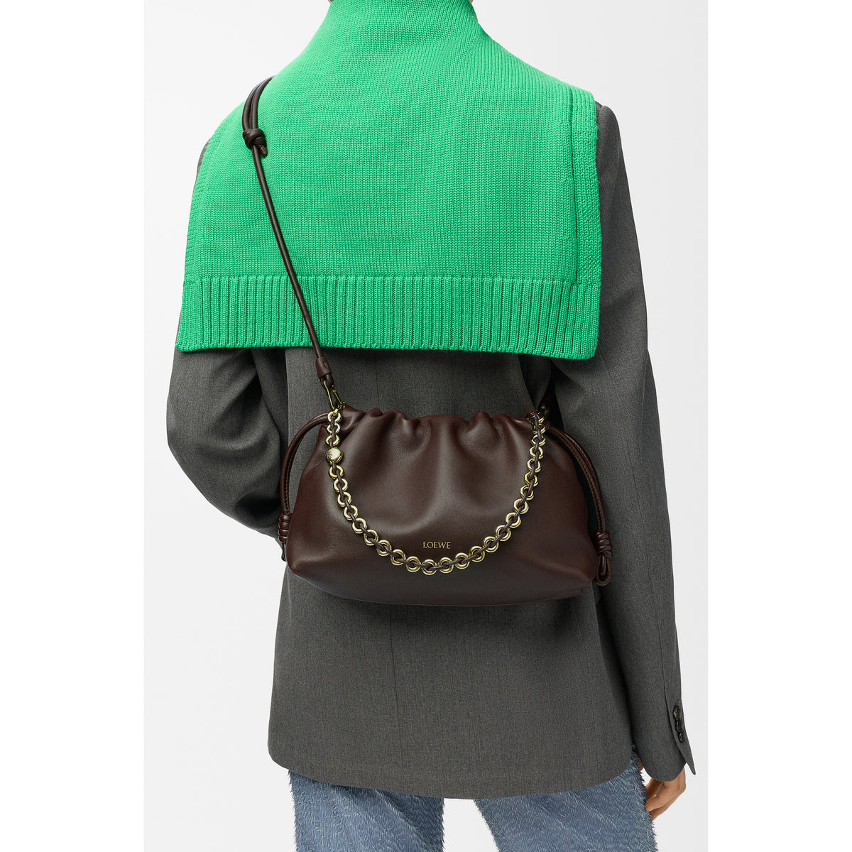 Loewe Medium Flamenco Mellow Nappa Leather Purse in Chestnut Brown