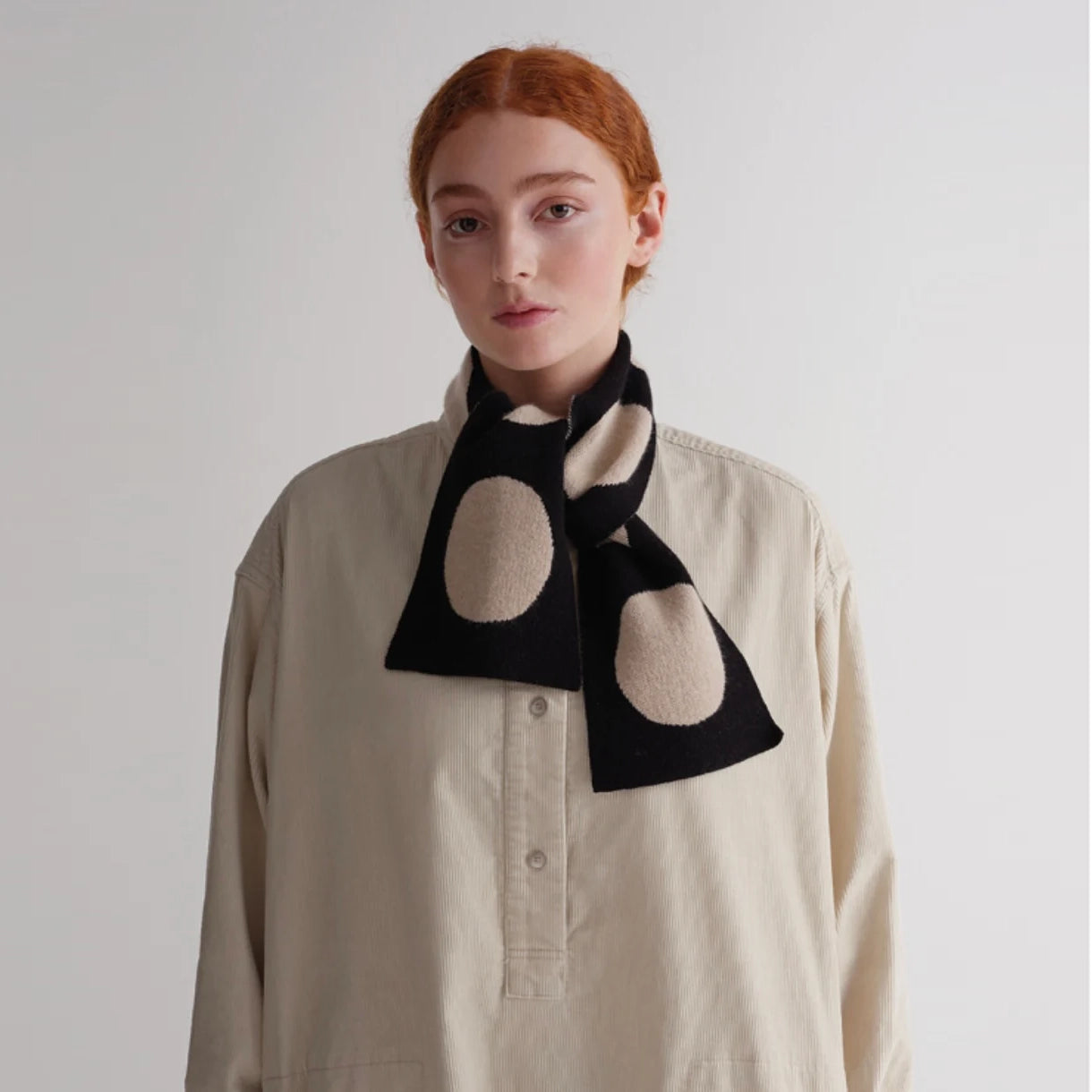 Jo Gordon Small Spot Scarf in Black/Ivory