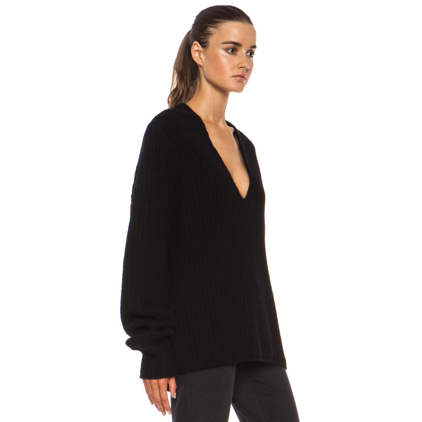 Acne Studios "Deborah" Ribbed Wool Sweater in Black, size Small