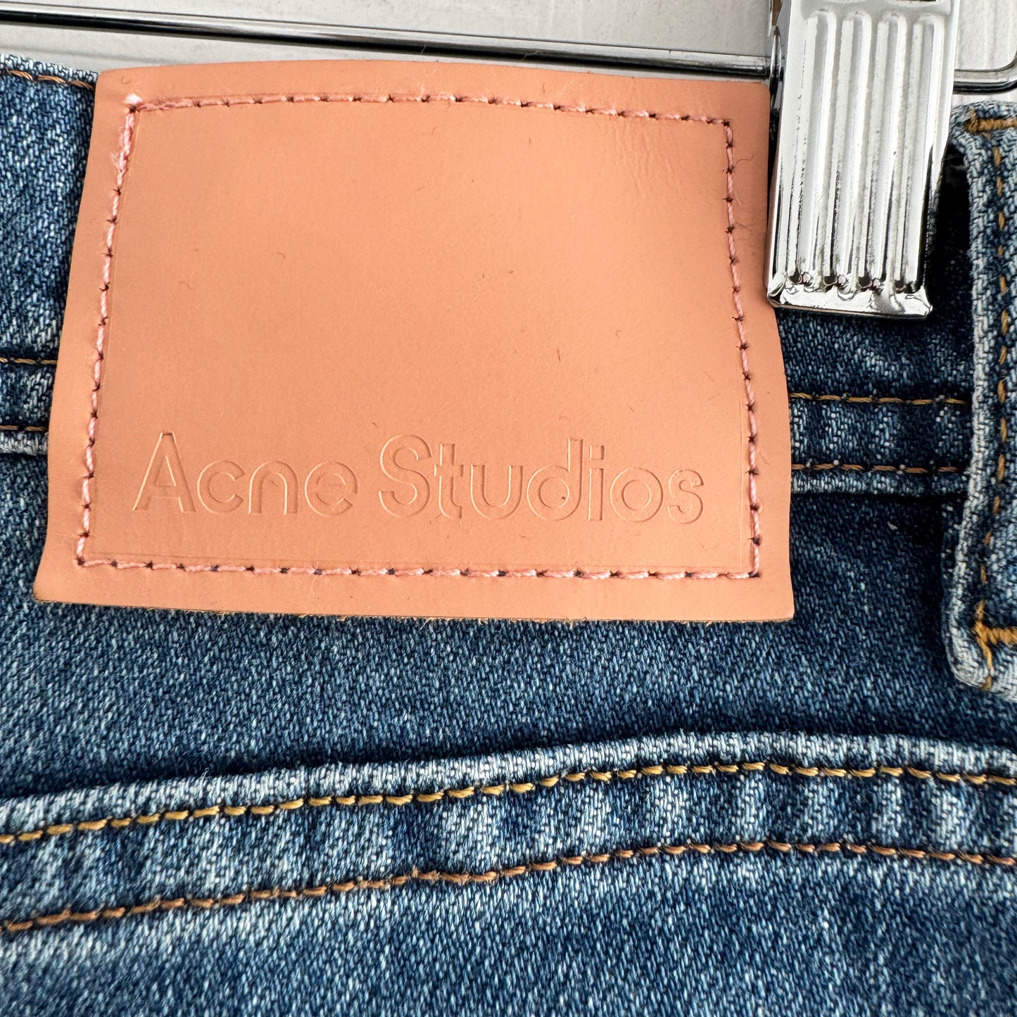 Acne "Melk" Slim Jean in Mid Blue, size 26