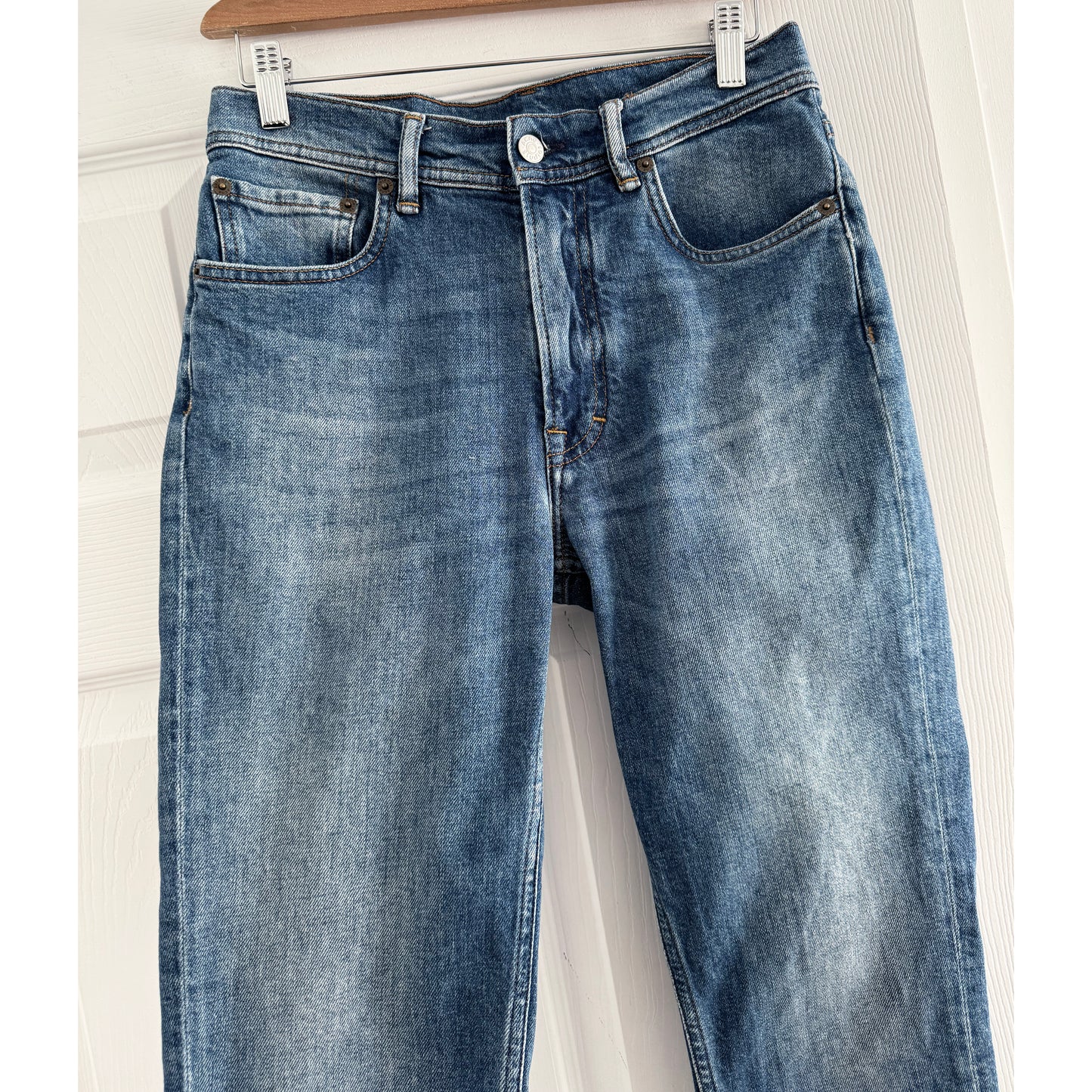 Acne "Melk" Slim Jean in Mid Blue, size 26