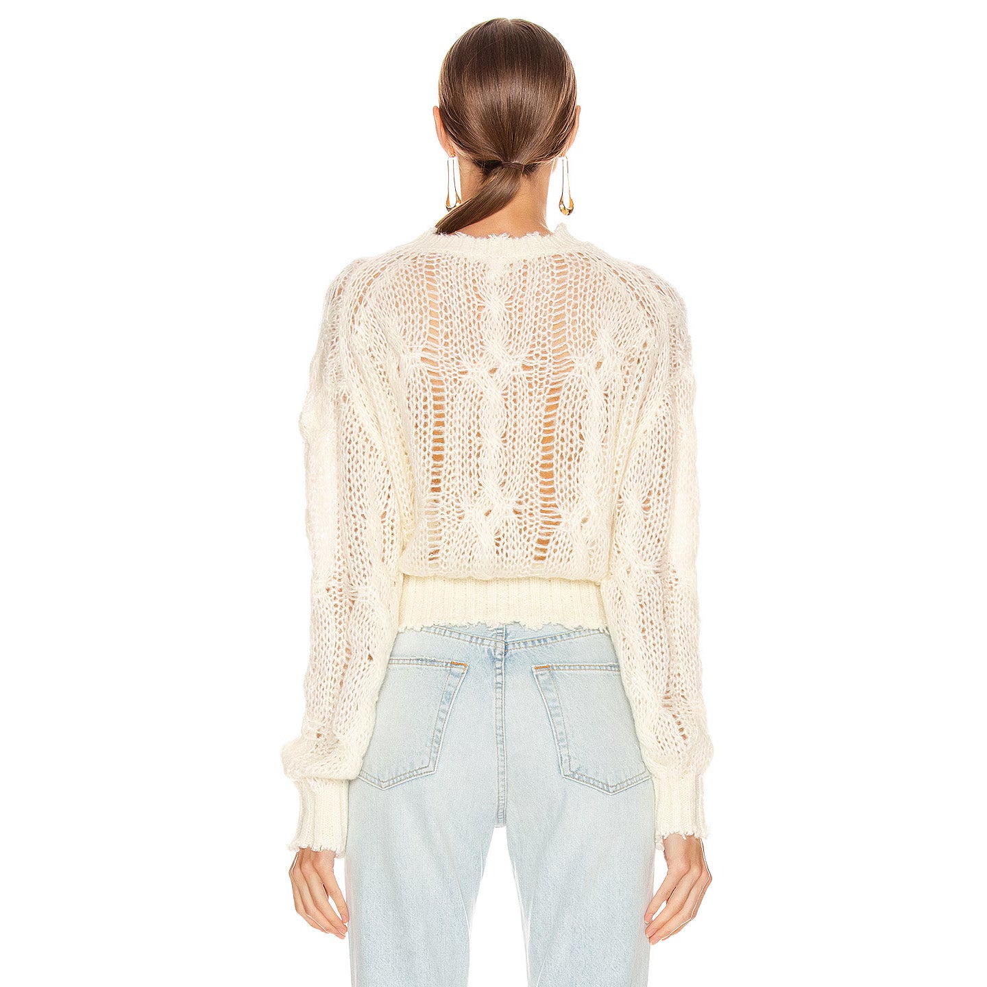 ACNE "Kella" Cable Knit Sweater in Ivory, size Small